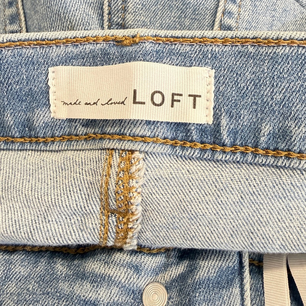 LOFT Blue High Waist Flare Crop Raw Step Hem Jeans 31/12P - Picture 3 of 7